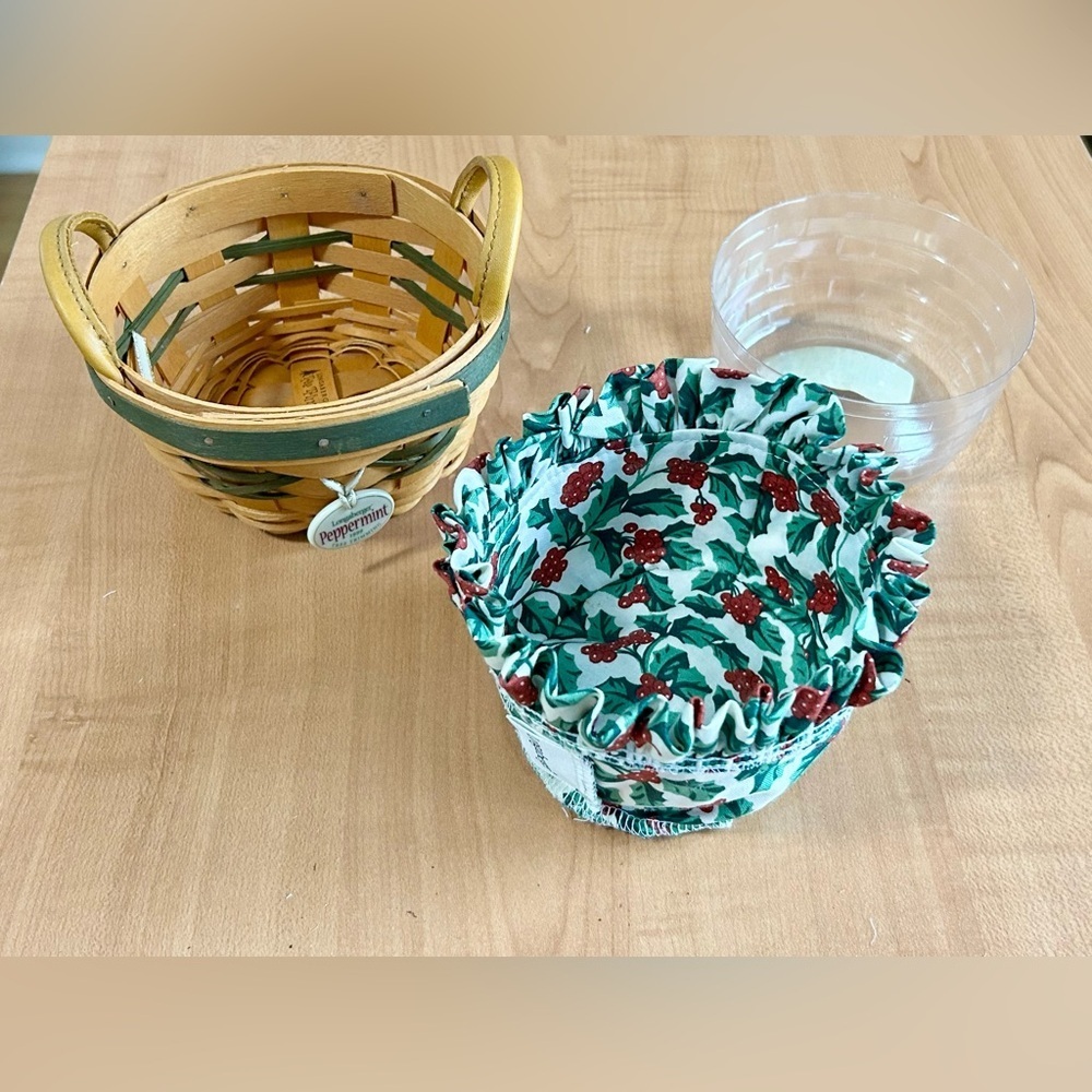 Longaberger Tree Trimming Collection Peppermint Basket 1999 lot of 4 piece set